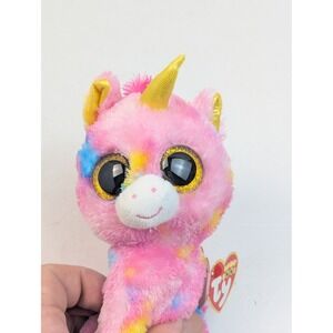 TY Beanie Boos Fantasia the Unicorn Pink Tie-Dye Plush‎ Stuffed Animal 6"